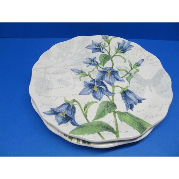 Pier 1 Flower Motifs Botanical Floral Textured Scalloped 9" Salad Plates (2) - Picture 7 of 12